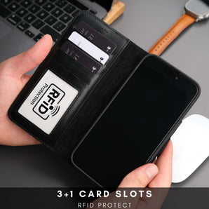 Casper Leather iPhone 15 Plus Wallet Case | Detachable MagSafe Compatible RFID Protection